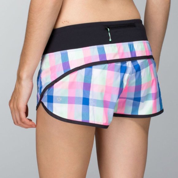 lululemon athletica Pants - Lululemon Run Speed Short Pop Plaid Reflective Mul